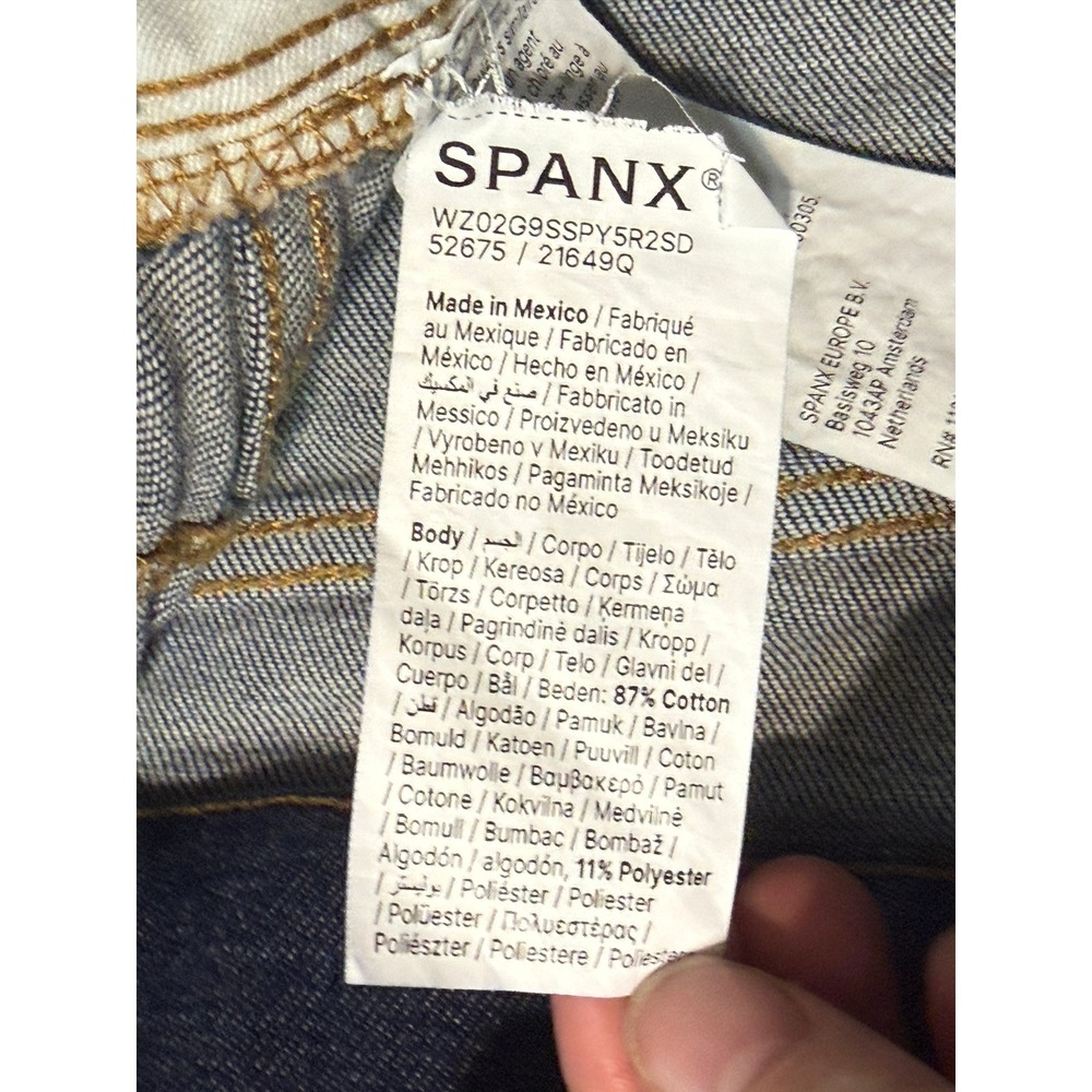 Spanx Wide Leg Jeans Womens Size L Blue Denim High Rise Pull On Excellent - Picture 6 of 13